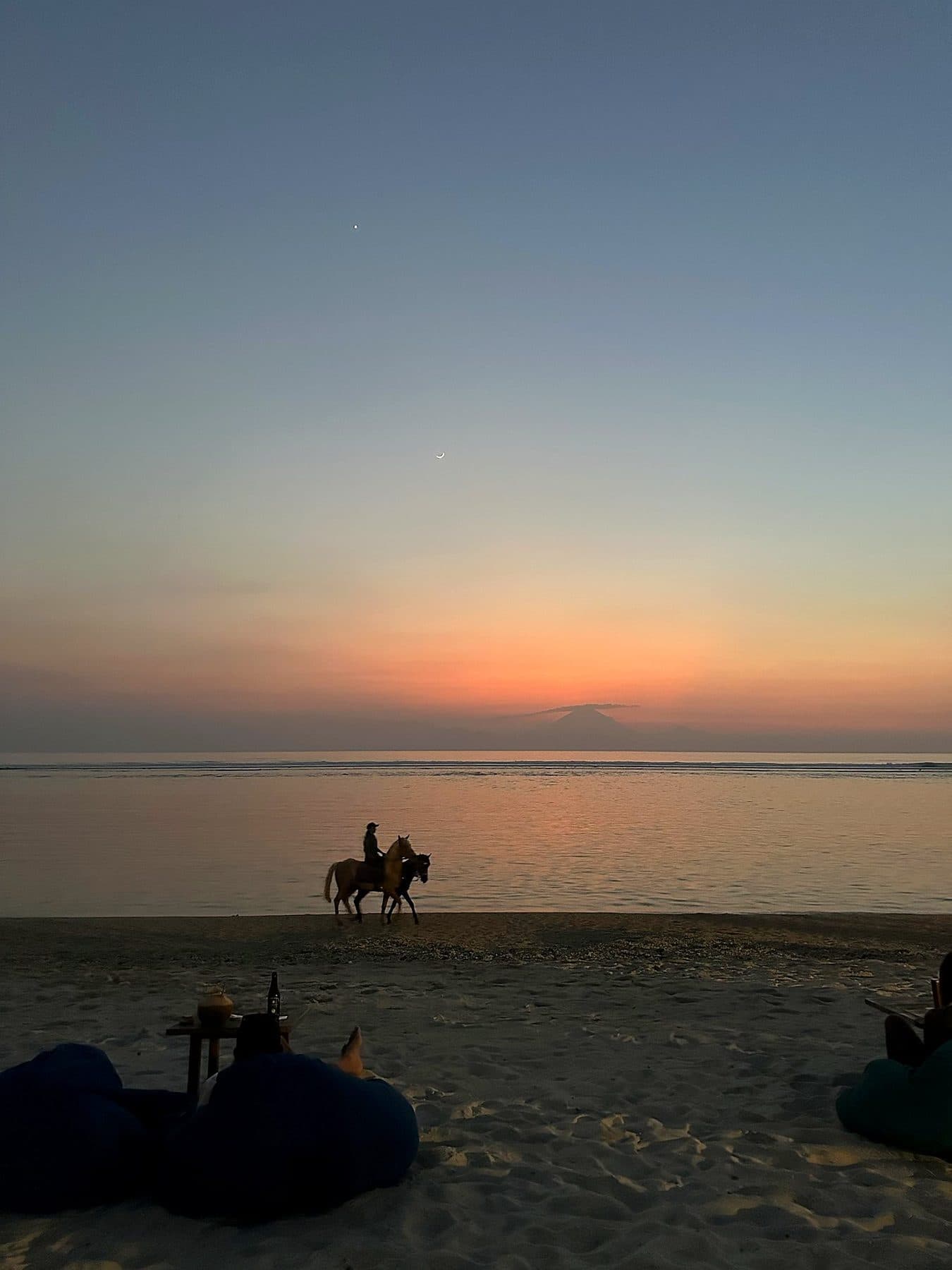 Sunset on the beach on the Gili Islands